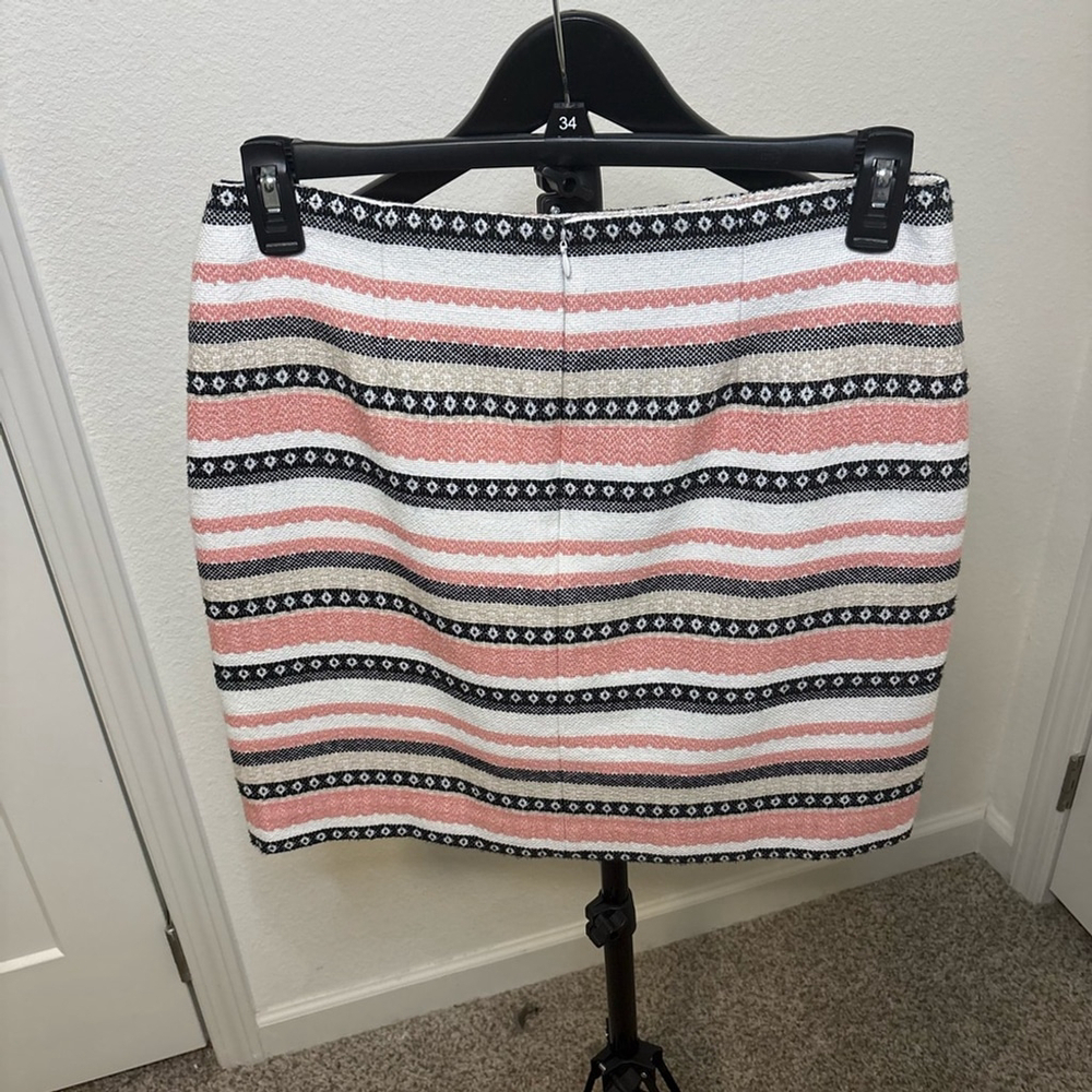 LOFT Striped Woven Mini Skirt Pink Black Boho Women’s Size 8 - Picture 3 of 6